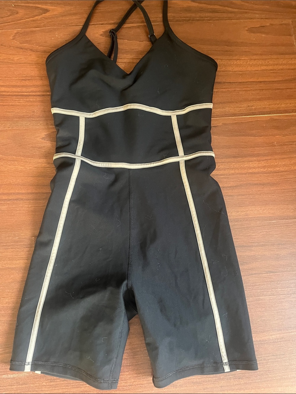 Abercrombie & Fitch Black Jumpsuit with Cream Piping